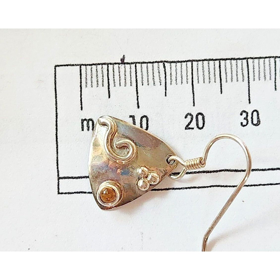 Jewelry Necklace Earrings Set Round Citrine 18" Silver Chain weight 9 Gr