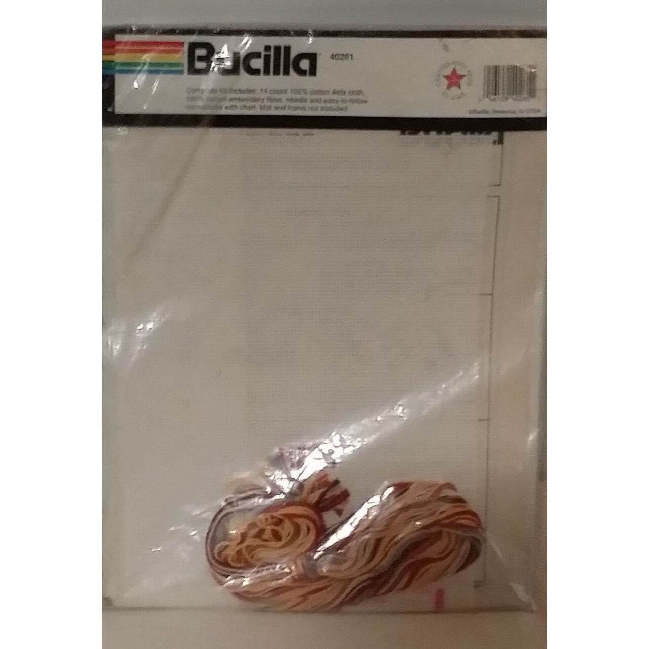 Craft Bucilla Counted Cross Stitch Peaches  7 x 7 Aida cloth Embroidery Floss