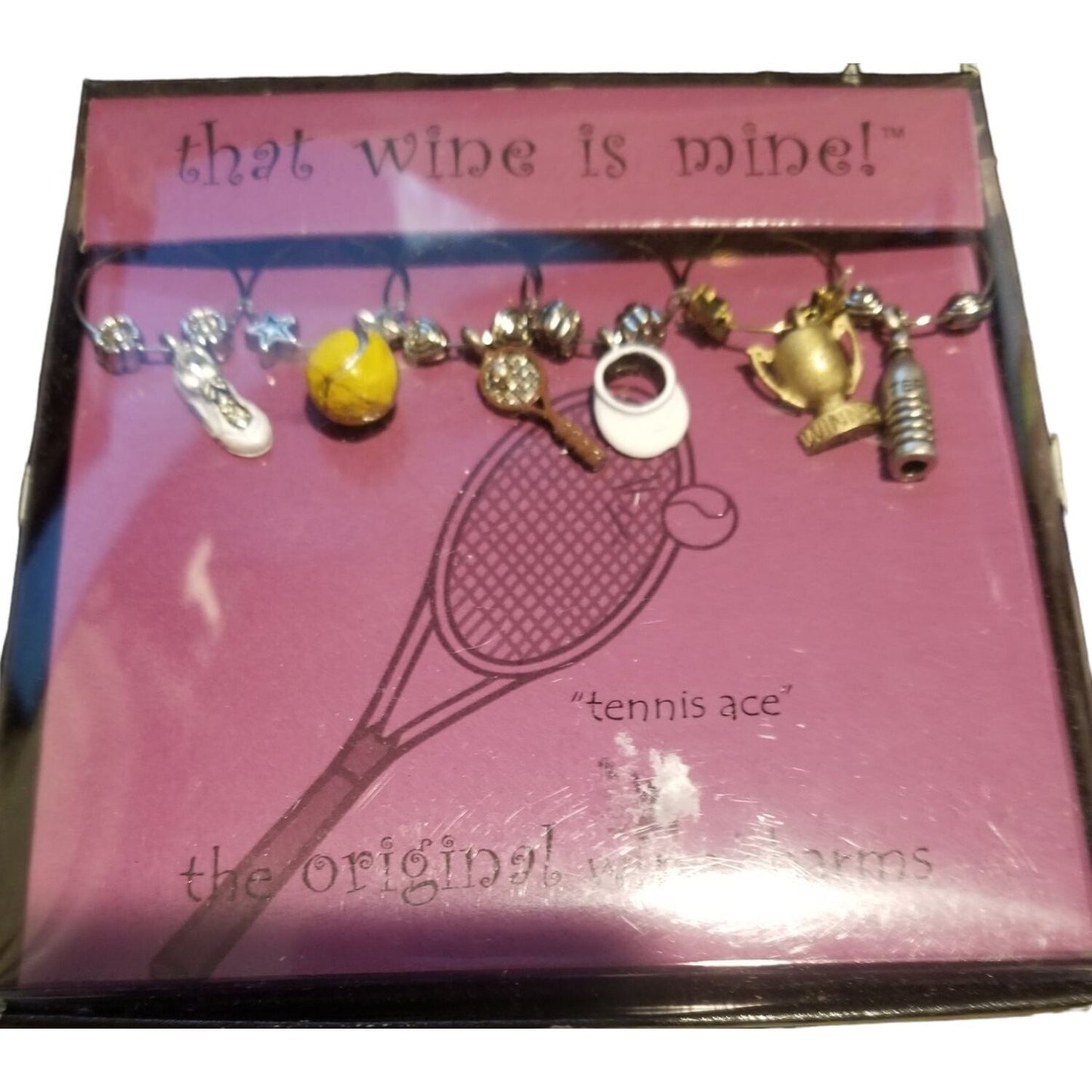 That Wine is Mine Wine Glass Charms Tennis Ace set of 6