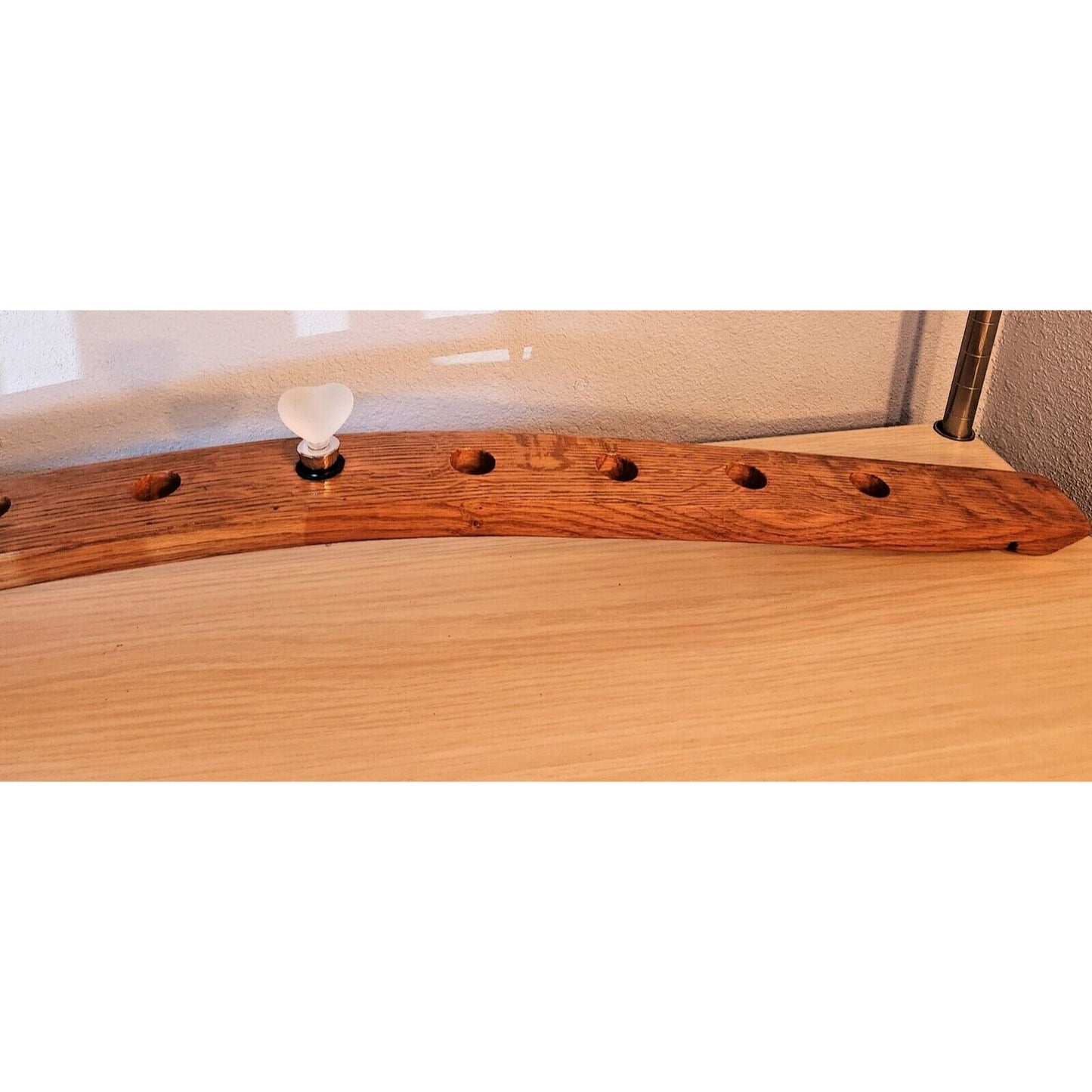 Wine Barrel Bottle Stopper Holder 9 Holes Display Heart 34 " x 2 1/2" x 3 "