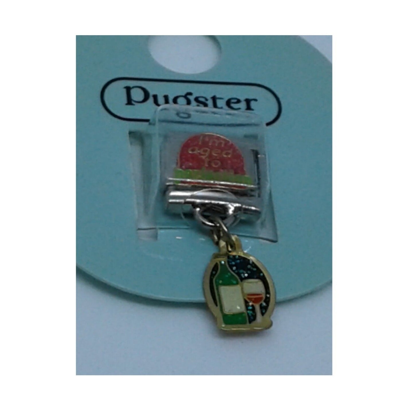 Bracelet Pugster Italian Charm Says Aged to Perfection Wine Glass Bottle