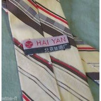 Tie Men's Silk Blend Hai Yan Neck Tie Red Yellow Brown White Stripes Narrow