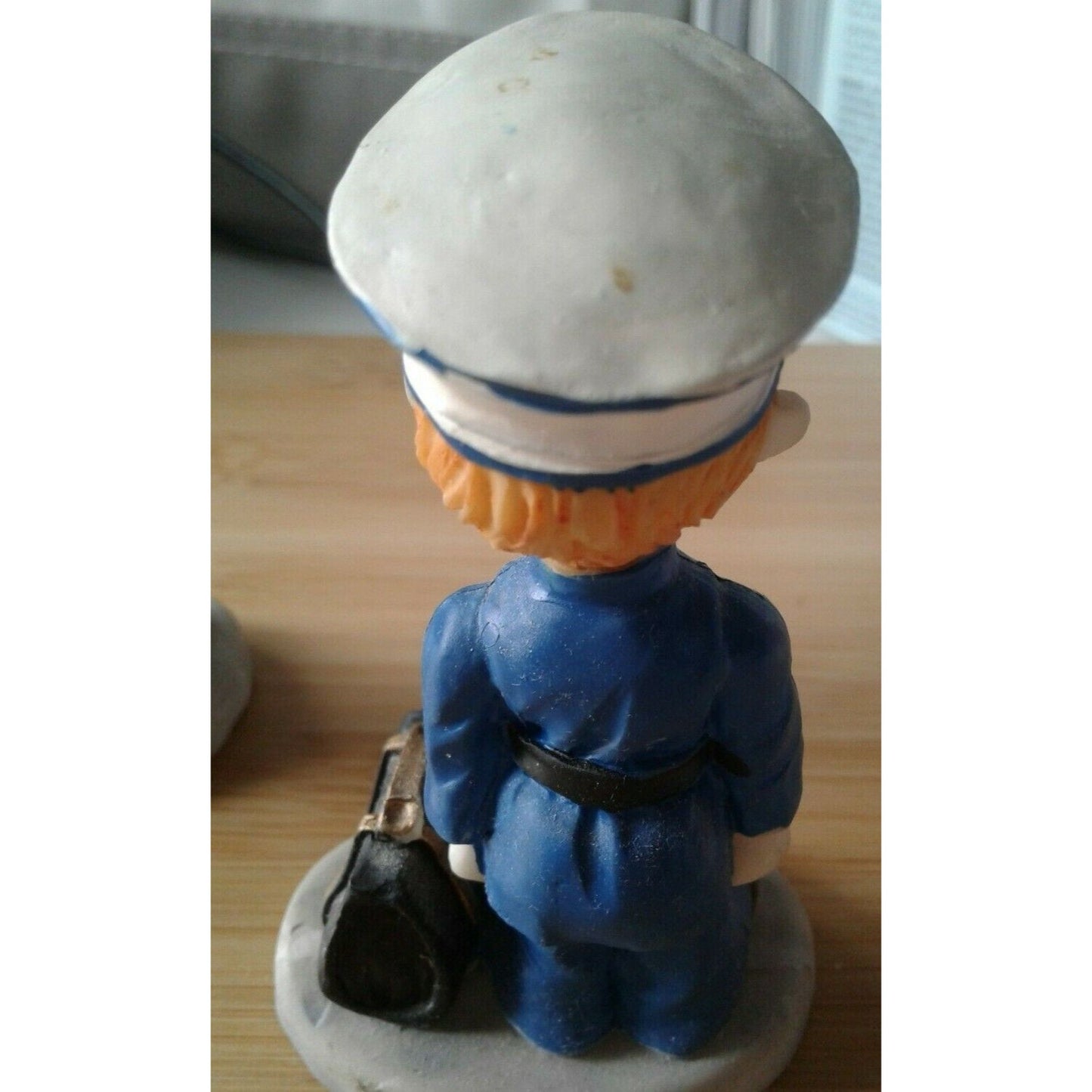 Statue Set of 2 Vintage Service People One Blue One Green No markings Ceramic 3"