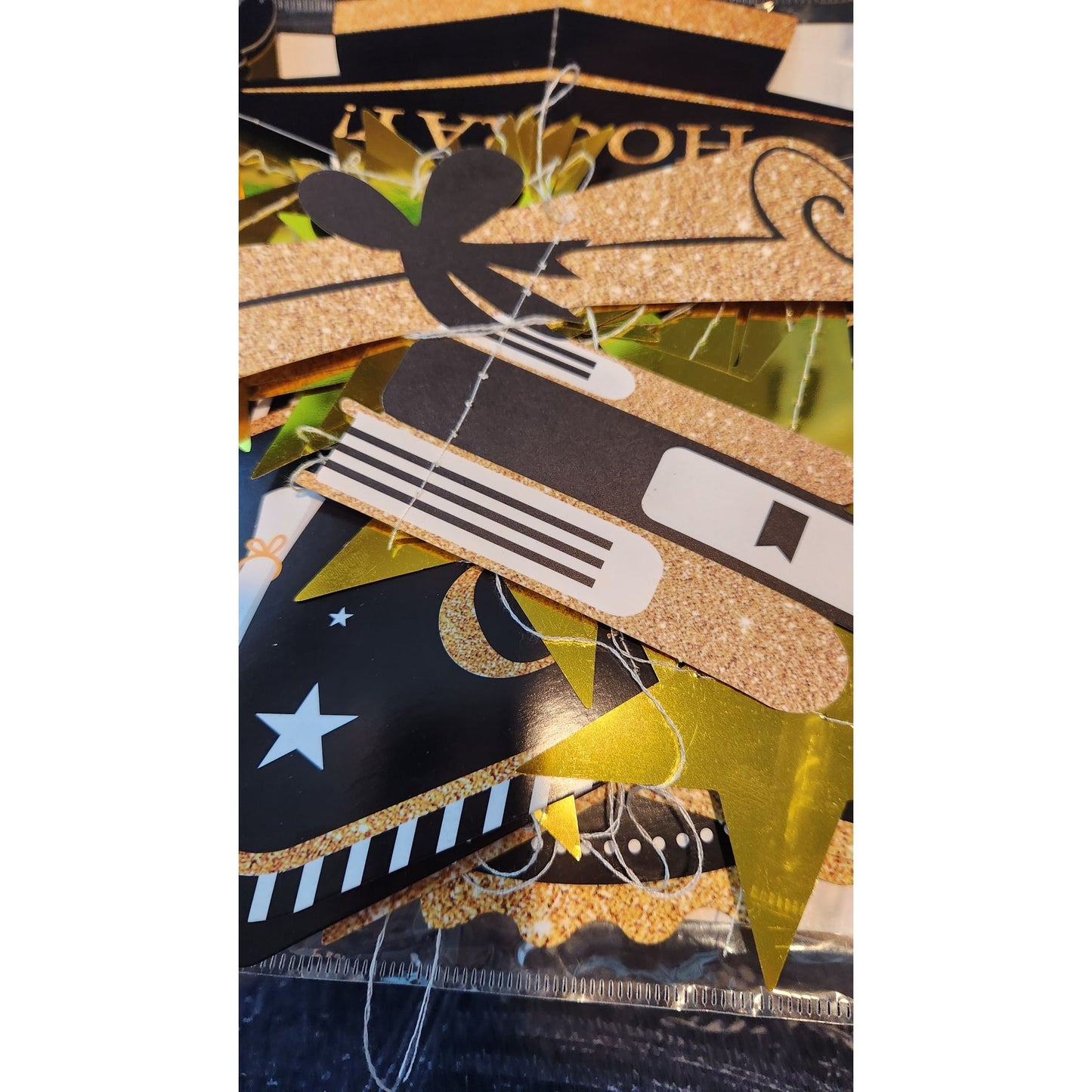 Graduation Banner 12 Signs Stars 2023 Gold Black White