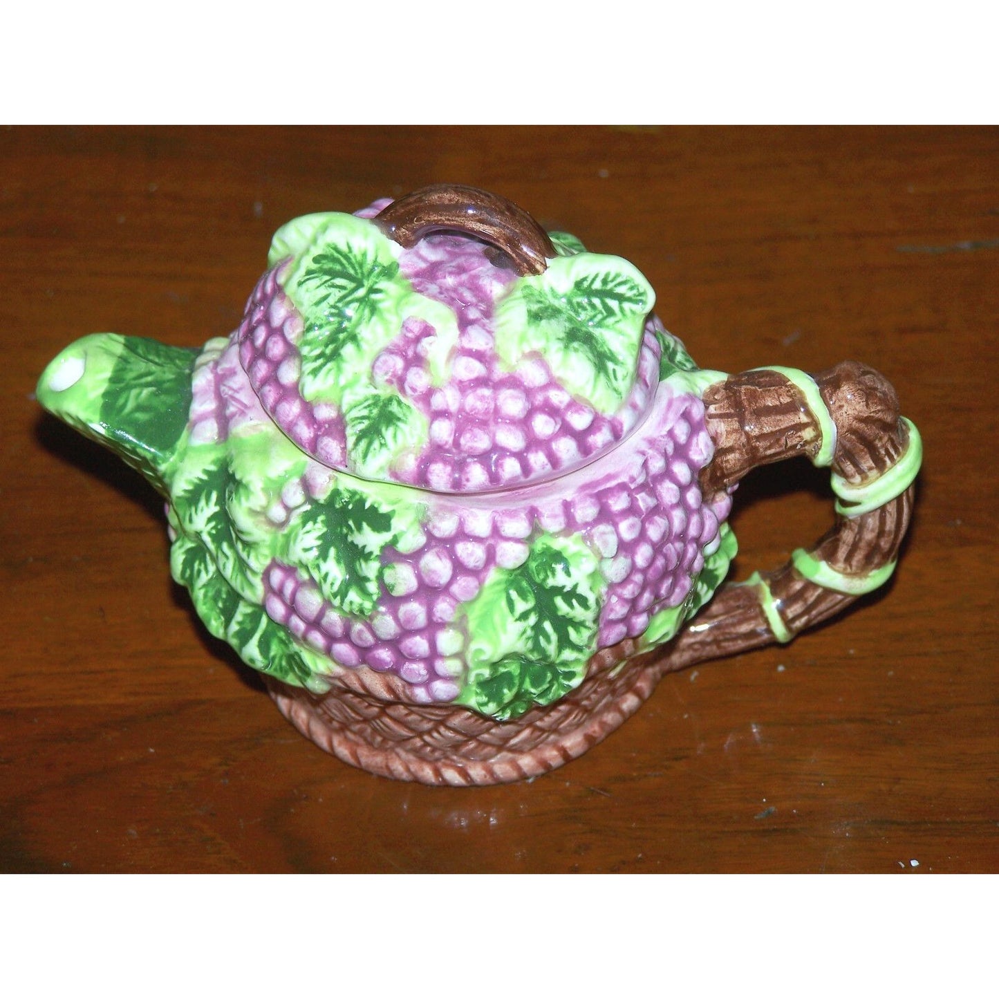 Tea Pot Decorative Ceramic Mini Tea Pot Teapot Grapes Clusters and Vines GKRO