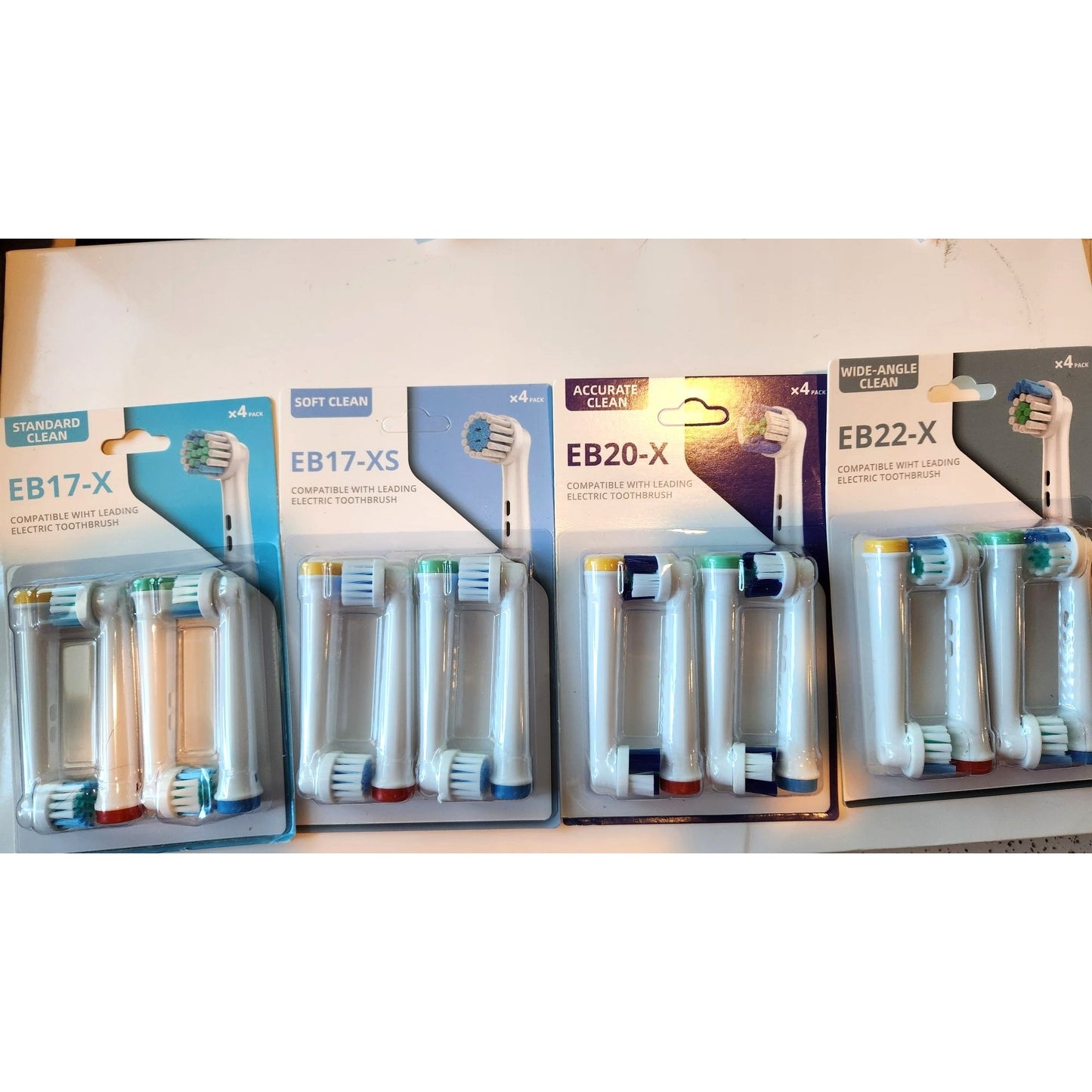 4 packs Replacement Toothbrush Heads Compatible 1 pack each EB17-X, EB17-XS , EB20x, EB22X Professional Electric Toothbrush Heads