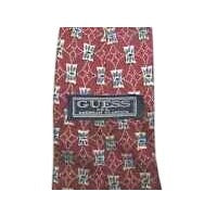 Tie Guess Made in Italy Red White Blue Flower Geometric Shape Silk 58" L 4 "W