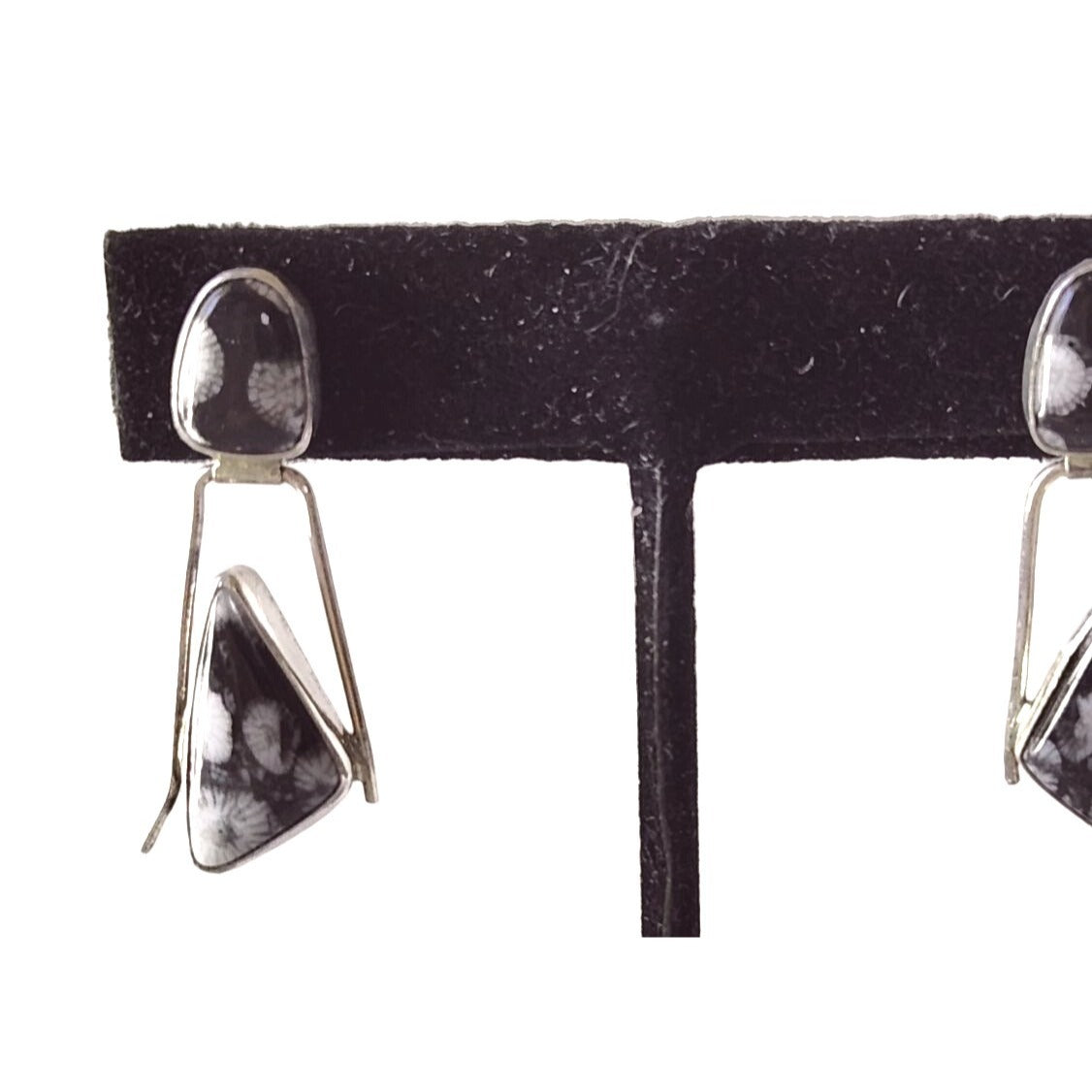 Earrings Orca Agate 925 Silver 7.4 Grams 2 Stone Hanging Post Earrings Top 12mm x 8mm Bottom Stone 20mm x 10mm 35mm x 15mm