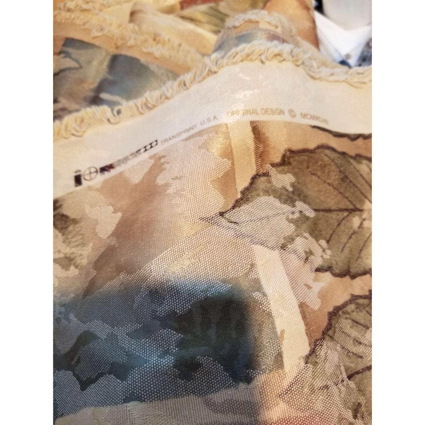 Material Fabric Brown Gold Grey 56" x 112" Heavy Fabric Transprint  1998