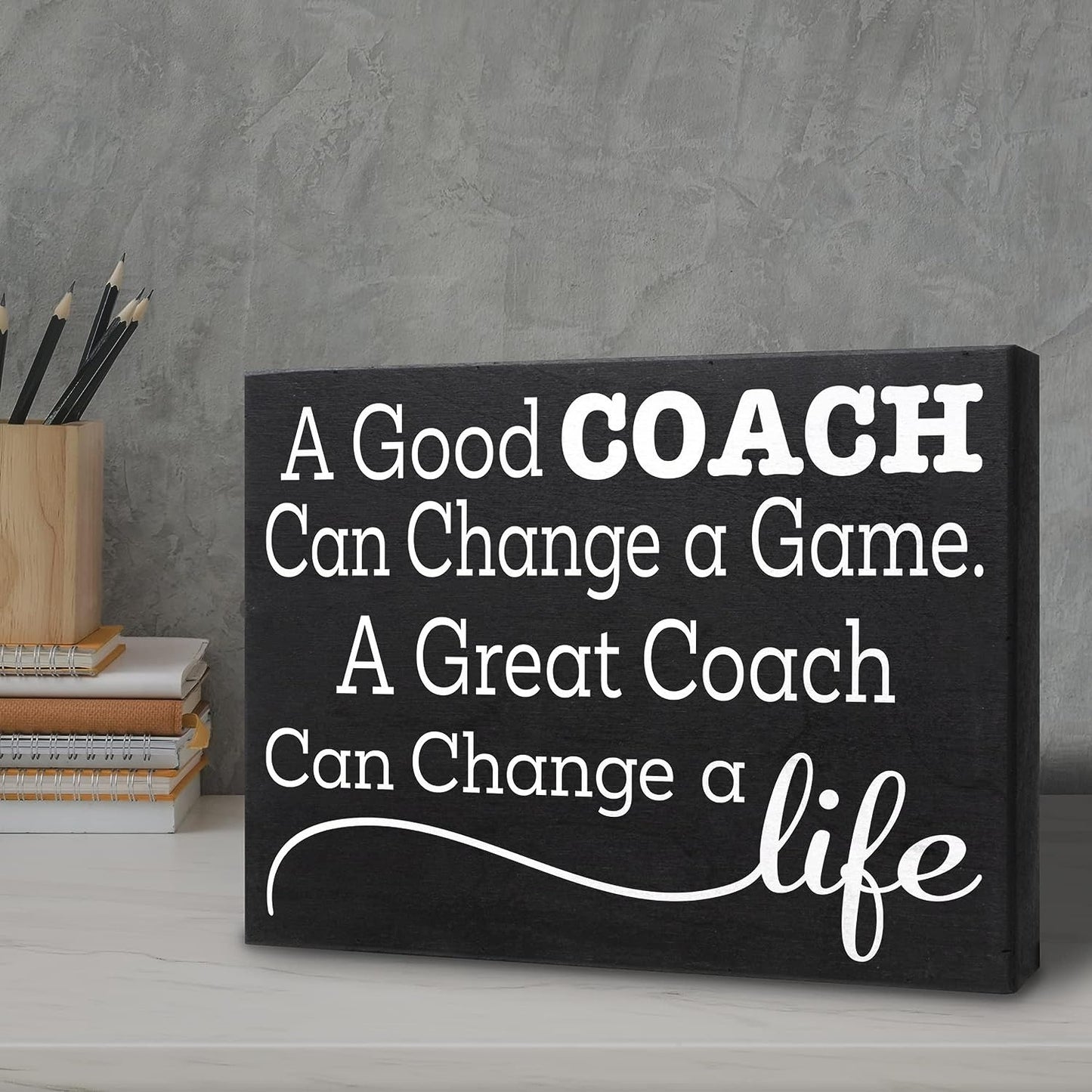 JennyGems A Good Coach Can Change a Game, A Great Coach Can Change a Life Wooden Sign, Gift for Coach, Sports Coach Gifts, Made in USA