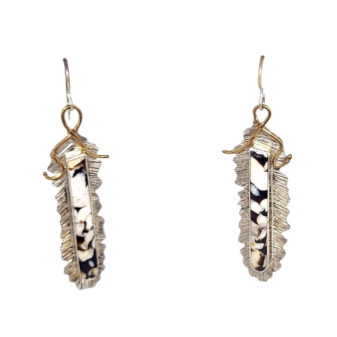 Earrings Peanutwood 10 gr Silver 925 Gold 14K Peanutwood 40mm x 5mm Frame 16mm x 50mm