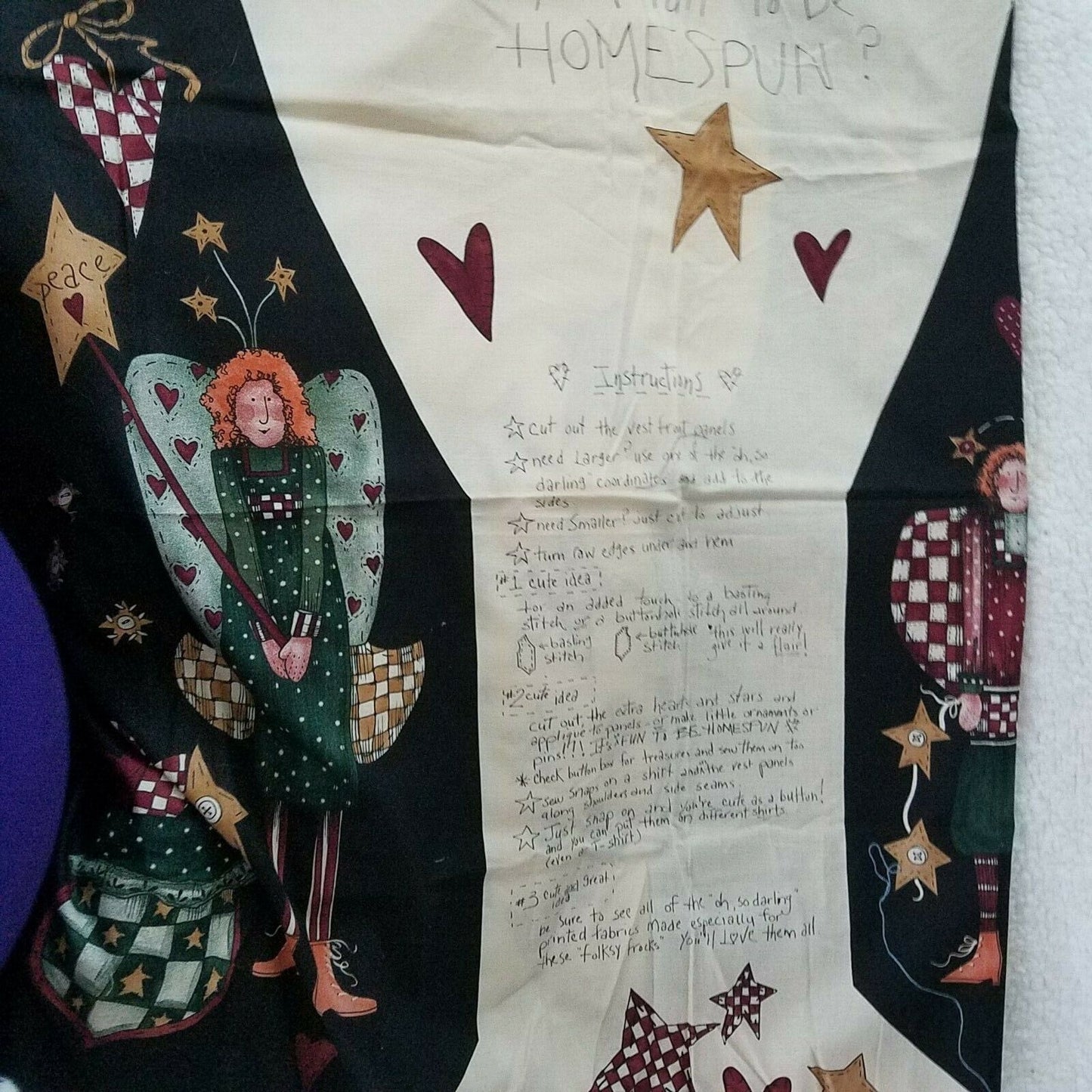 Alma Lynne Designs Printed Vest Pattern Instructions Alfolksy Adult 30" x 45"