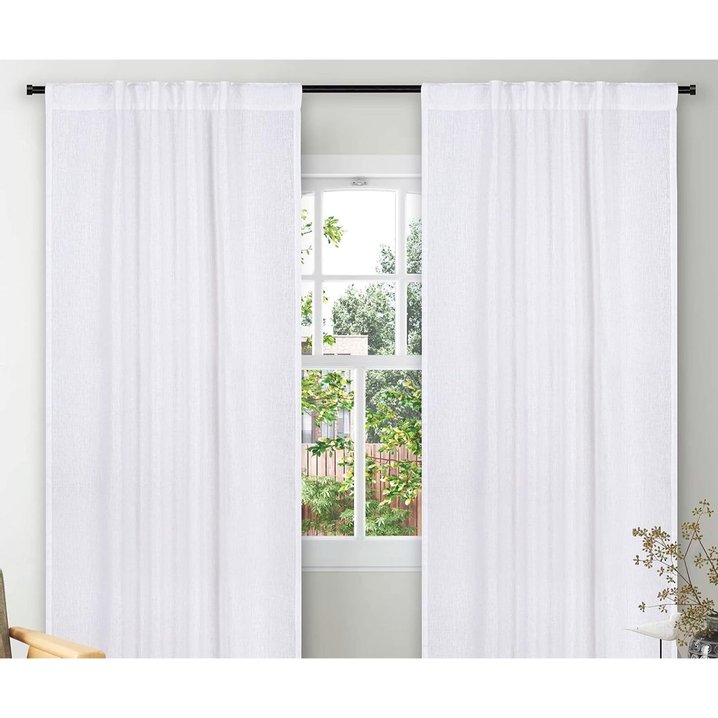 2 Pack Cotton Slub Curtain With Back Loop - 50 X 84" WHITE SKU 74562