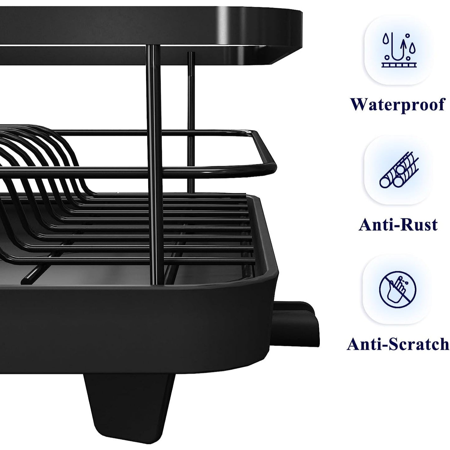 Kitsure Dish Drying Rack- Space-Saving Dish Rack, Dish Racks for Kitchen Counter, Durable Stainless Steel Kitchen Drying Rack with a Cutler