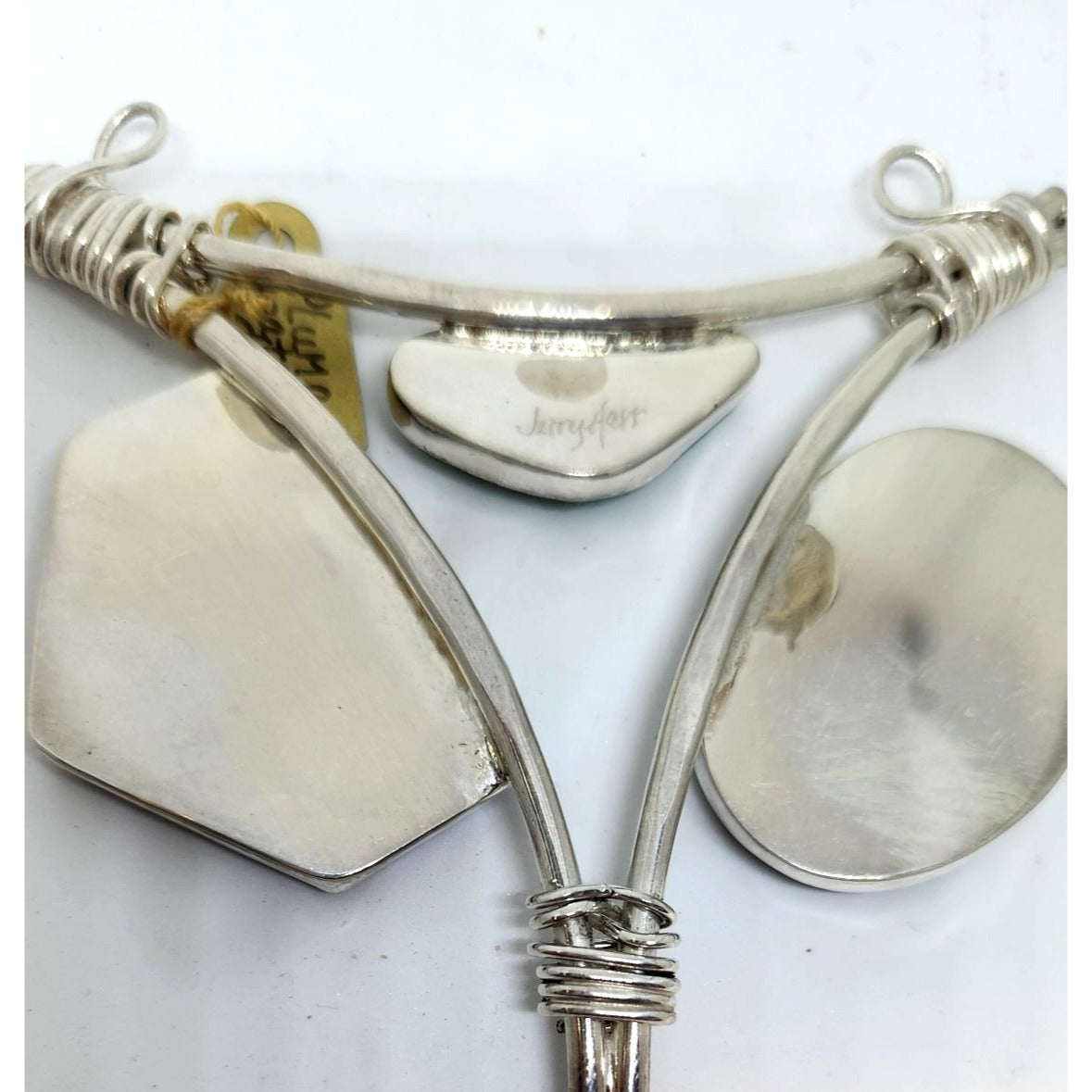 Pendant Plume Agate Druzy Silver 45.8 gr 925 Silver Jerry Fran Harr 85mm x 85mm x 85mm Triangle