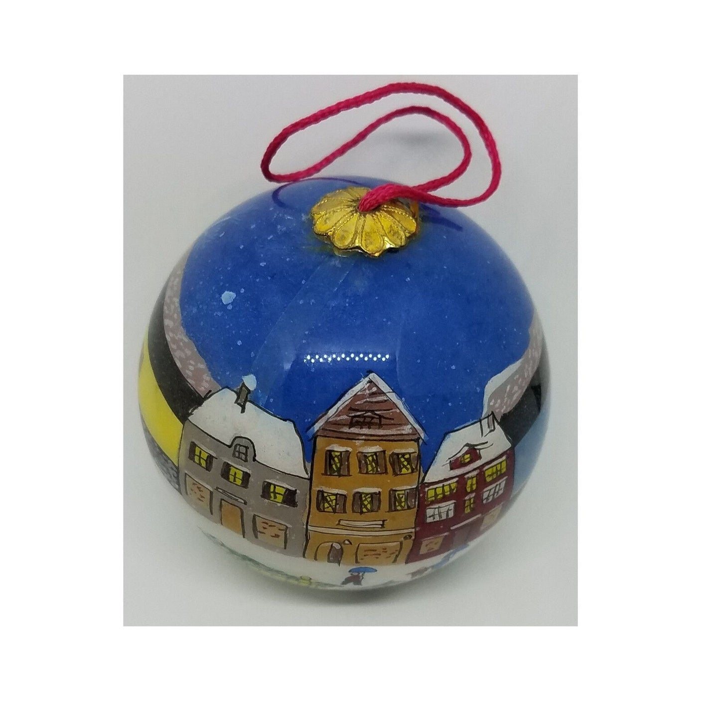 Ornament Hand Painted Glass Ball Snow Village Gaul Searson Limited San Francisco
