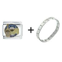 Pugster Bracelet Italian Charm Chianti Glass of Wine & Cheese