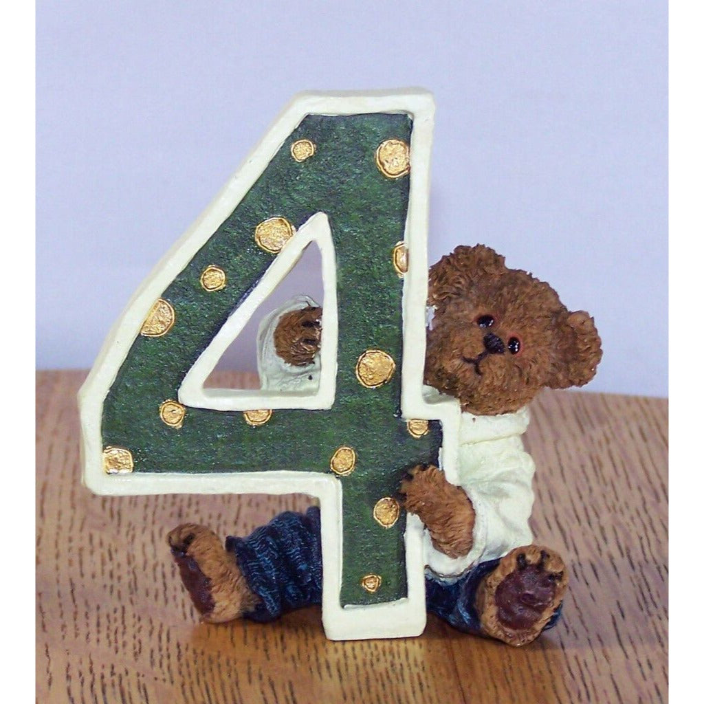 Boyds Bears Bearston # 4 Birthday Bear Collection Bear Peeking out Behind # 4