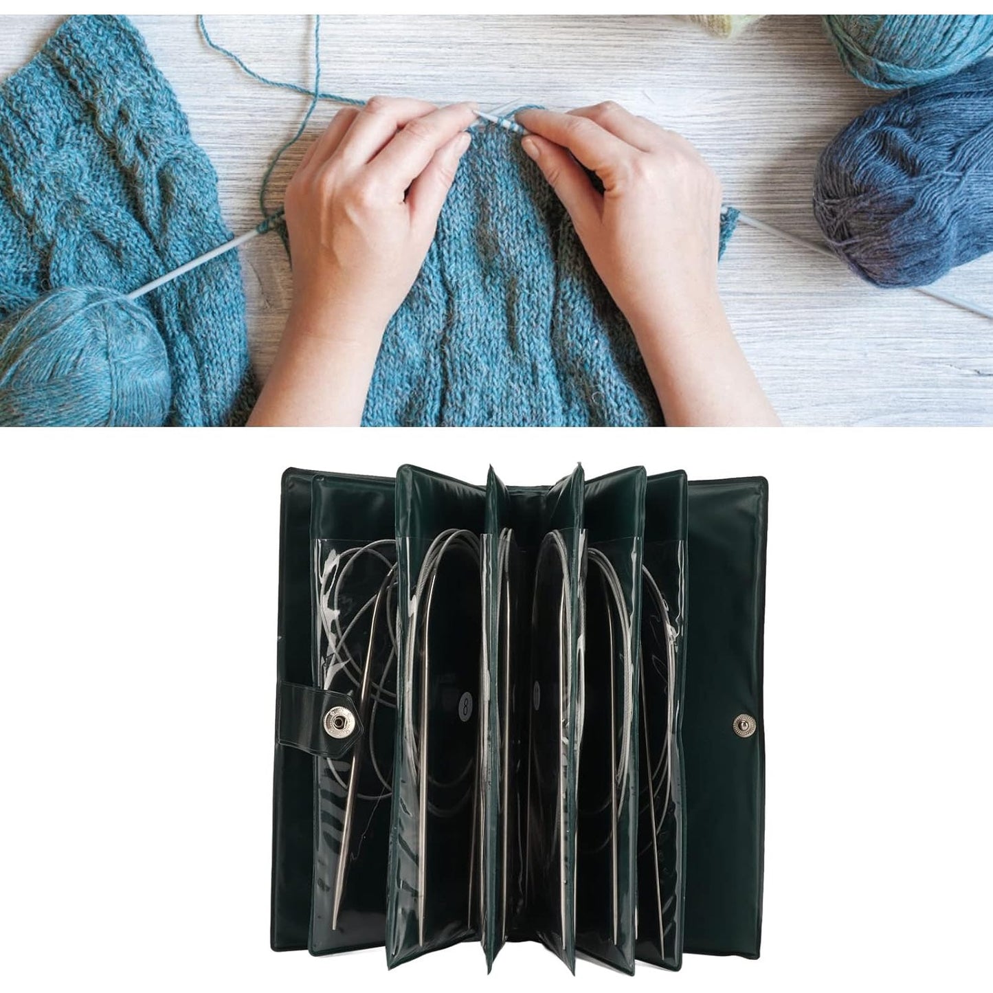 11 Pcs Circular Knitting Needles Set Length 120cm Comfortable Handle Knitting Needles Ring Sweater Needle Knitting Tool Set with Storage Bag
