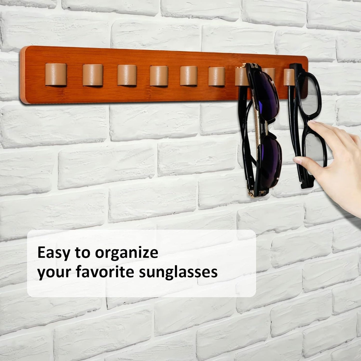 TIGARI Sunglass Organizer, Wood Sunglass Holder for Wall, Hanging Eye Glasses Stand, Sunglasses Storage Eyewear Display, Eyeglass holder for