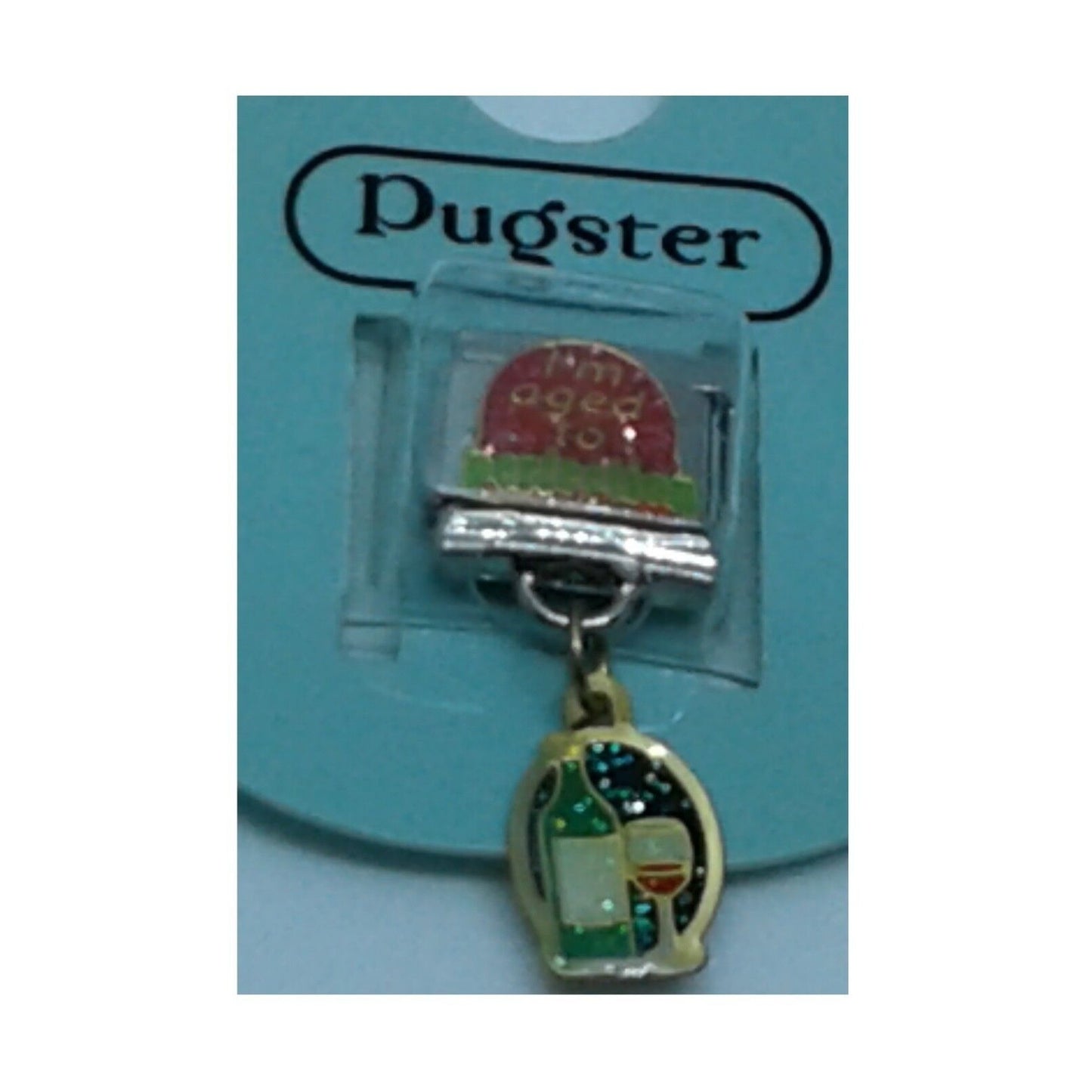 Bracelet Pugster Italian Charm Says Aged to Perfection Wine Glass Bottle