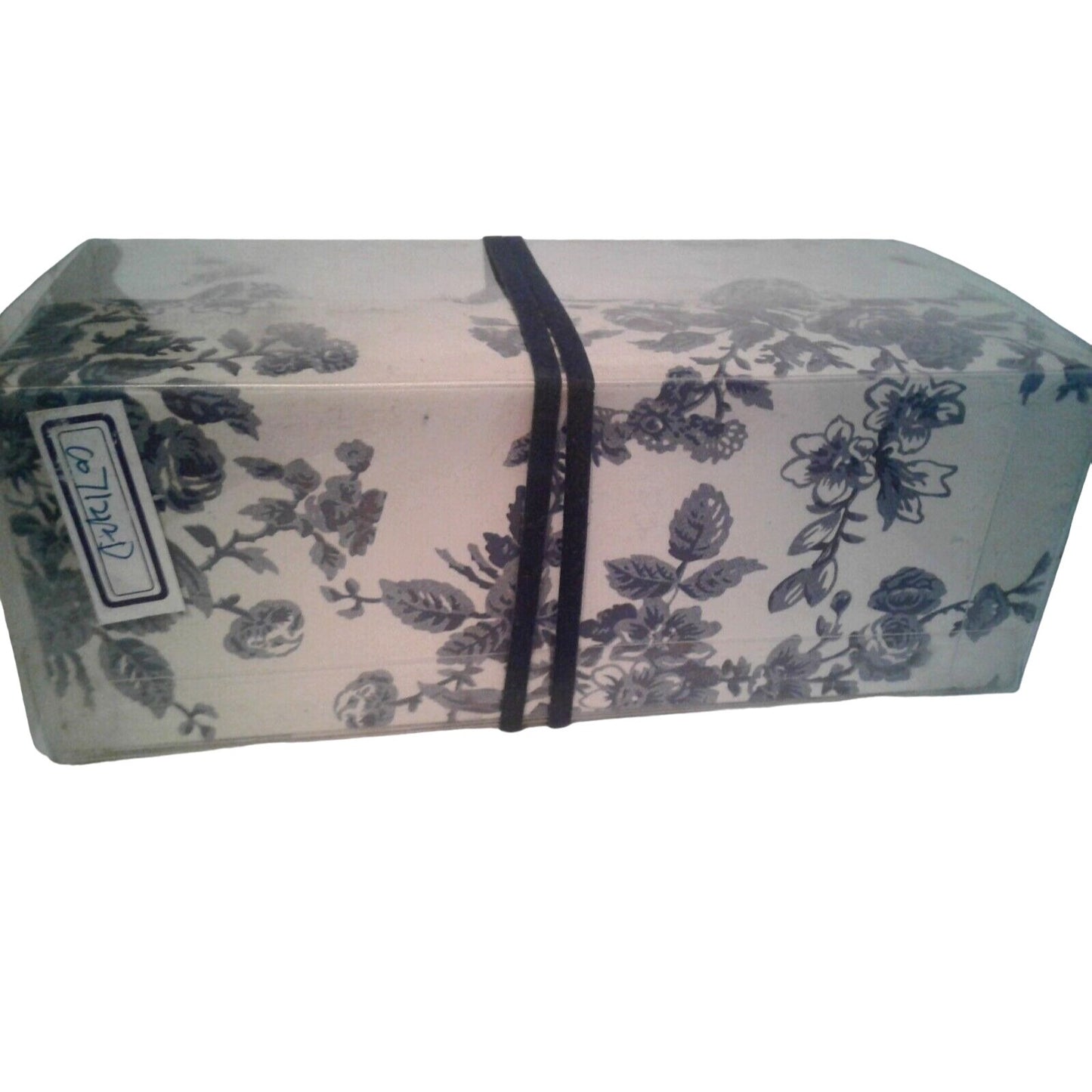 Candles White Sparkle Votive Blue Floral   2 1/2 " Tall 2" Top Gift Box Set of 3 Sparkle on Top