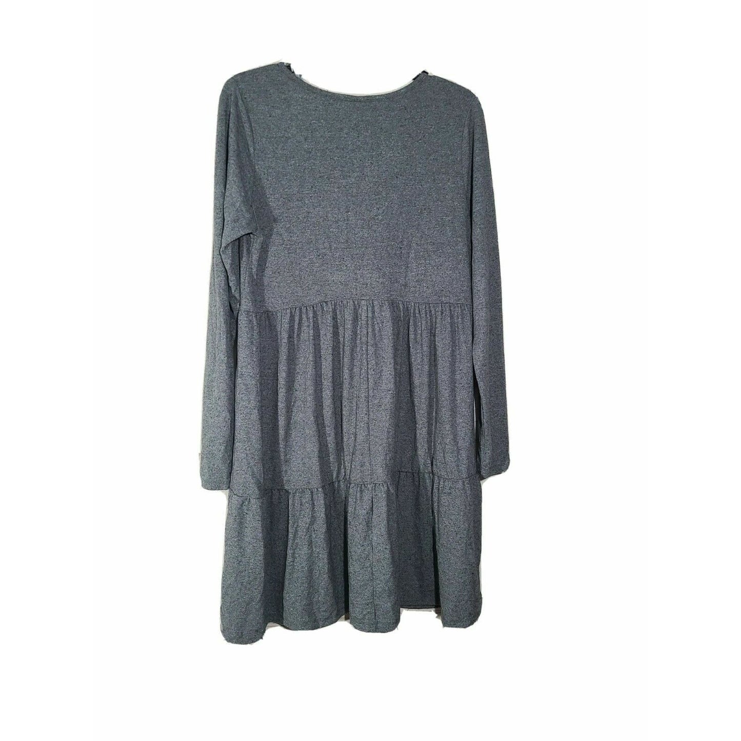 Dress Wild Fable Size XS Grey Long Sleeve Round Neck Tiered Babydoll Mini Dress