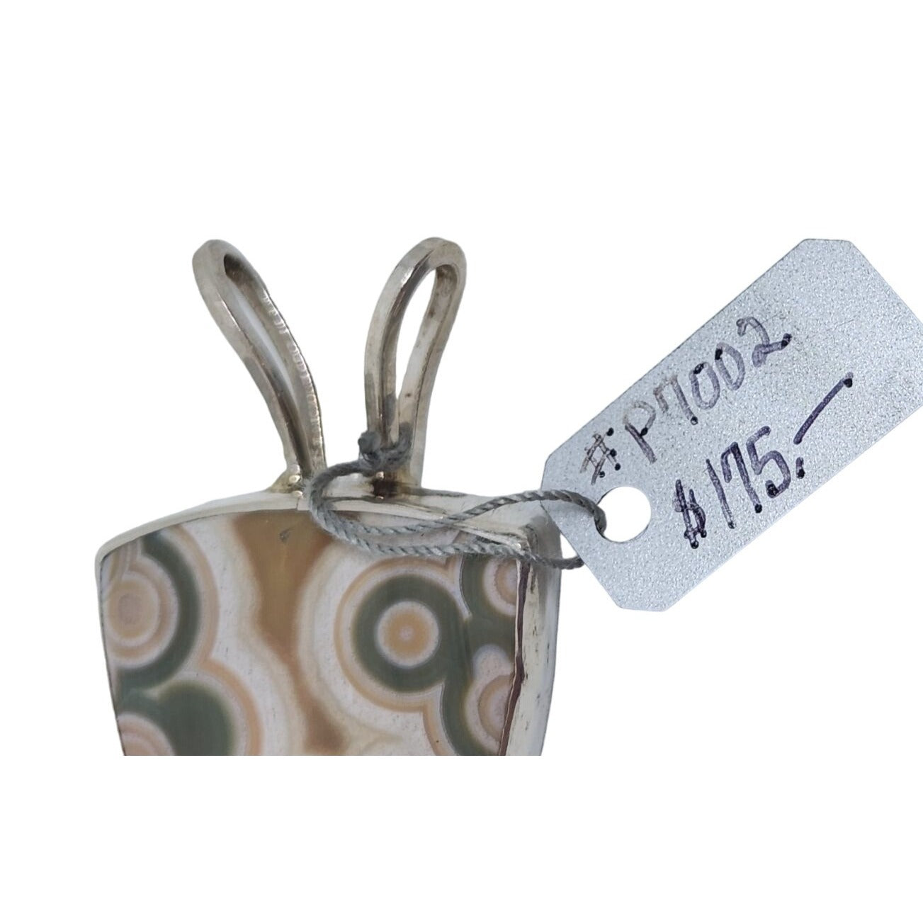 Ocean Jasper Pendant 14.7 Gr 50mm x 35mm Jerry & Fran Harr 925 Silver Round Triangle
