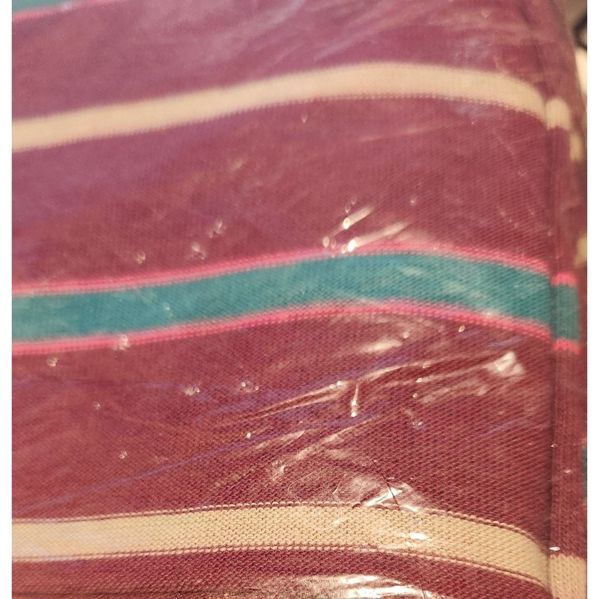 Material Red Green Yellow Stripe Polyester / Cotton 2 yards Fabric T-Shirt weight