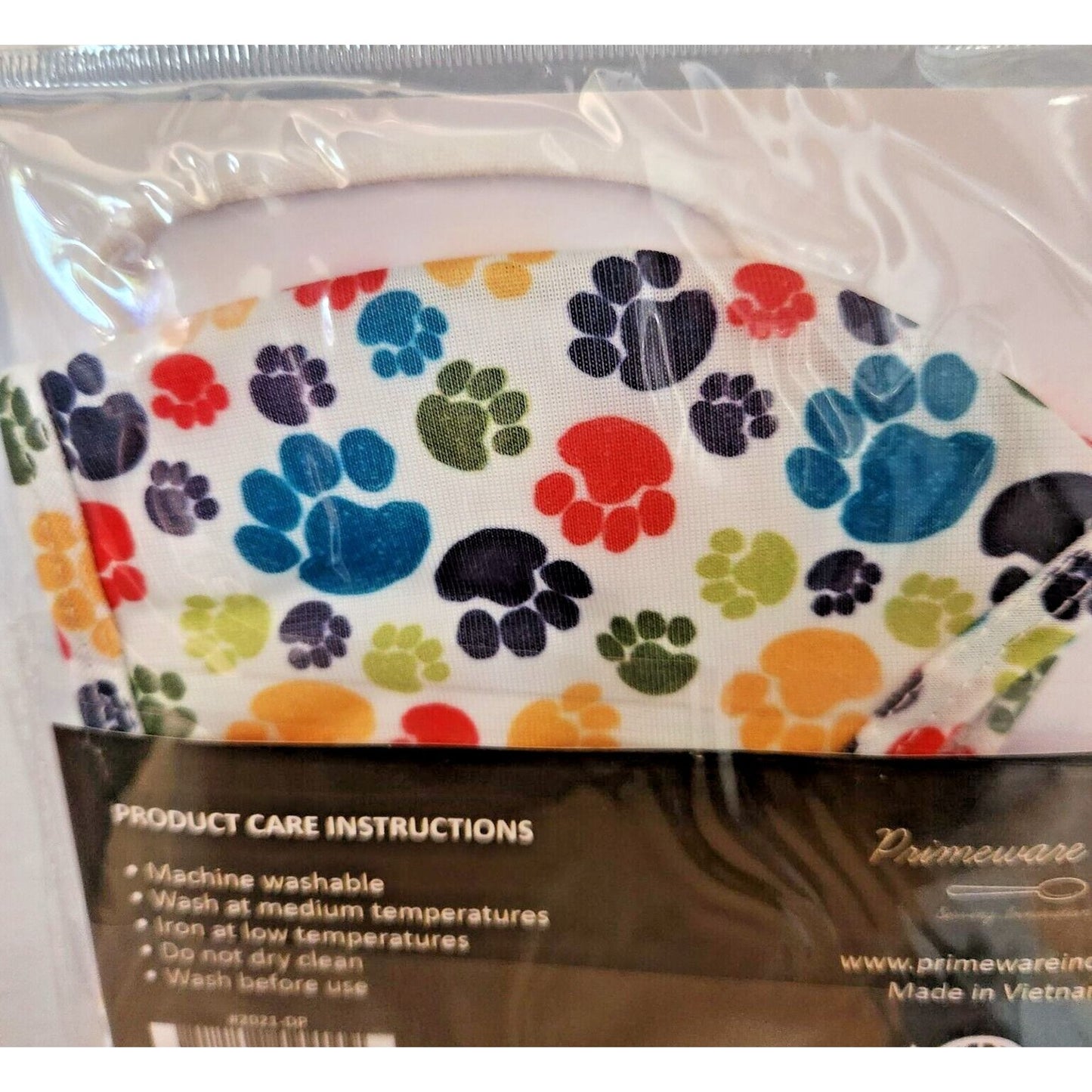 Primeware Mask Dog Paws Design Adult 2 pack 2 layers 100 % Polyester Washable