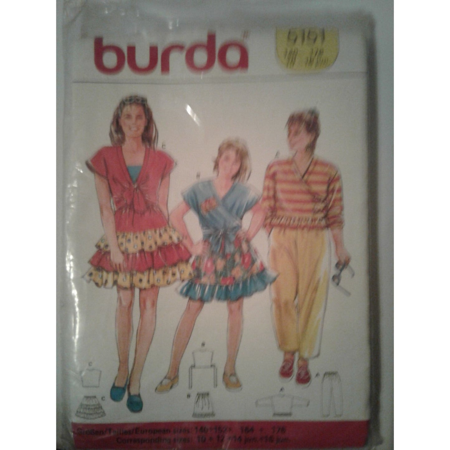Pattern Burda # 5151 Size 10 12 14 16 Skirt Pants Vest Blouse Top Ruffles