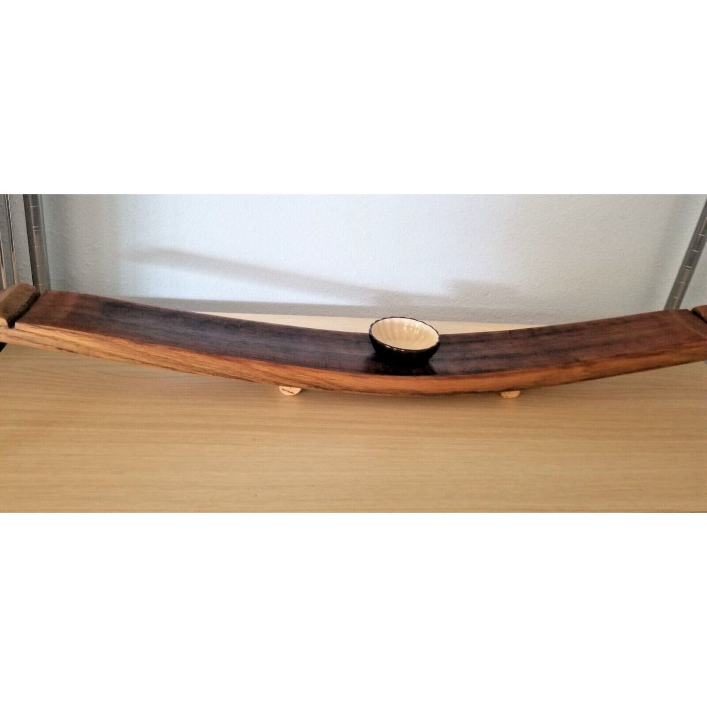 Wine Stave Sushi Tray Cork Feet Brown Dipping Bowl 34" x 3 1/2 " x 2"