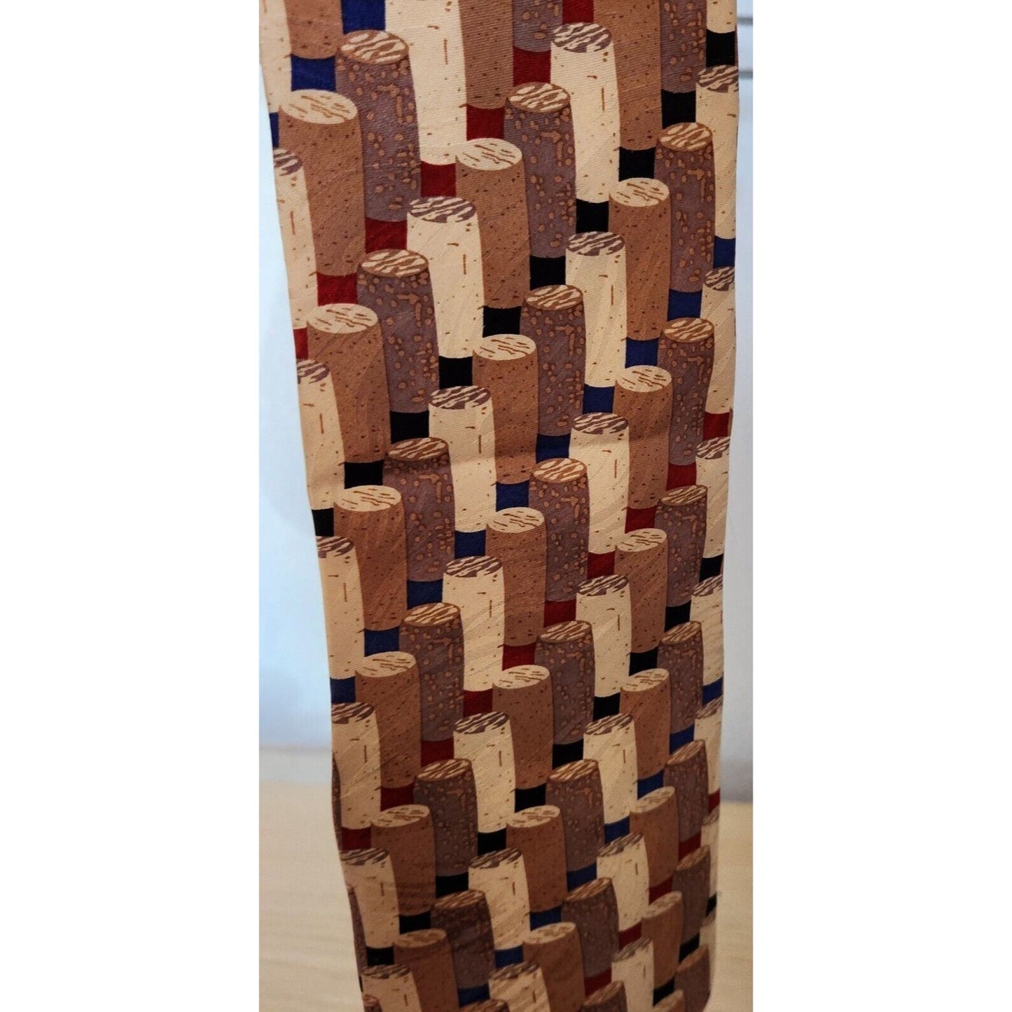 Silk Tie Brand Di Cravatte Stacked Wine Corks Tiles 56" x 4" 100% Silk