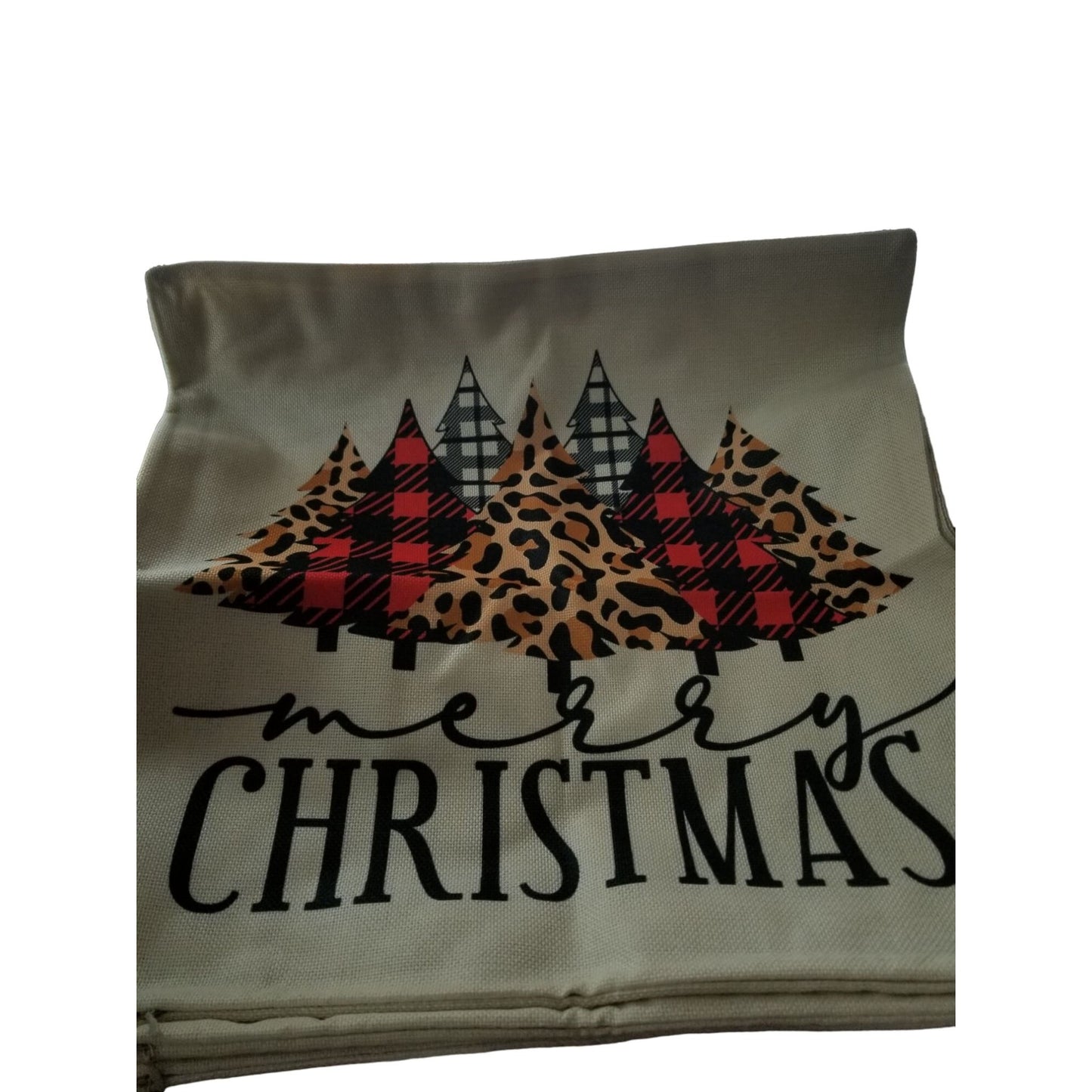 PSDWETS Christmas Holiday Pillow Covers 18" x 18" Zip Side Canvas Decor 4 piece Burlap Cotton