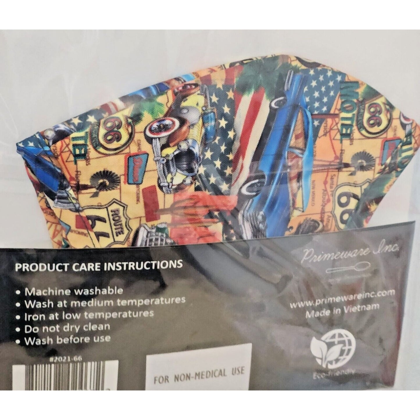 Primeware Mask Route 66 Design Adult 2 pack 2 layers 100 % Polyester Washable