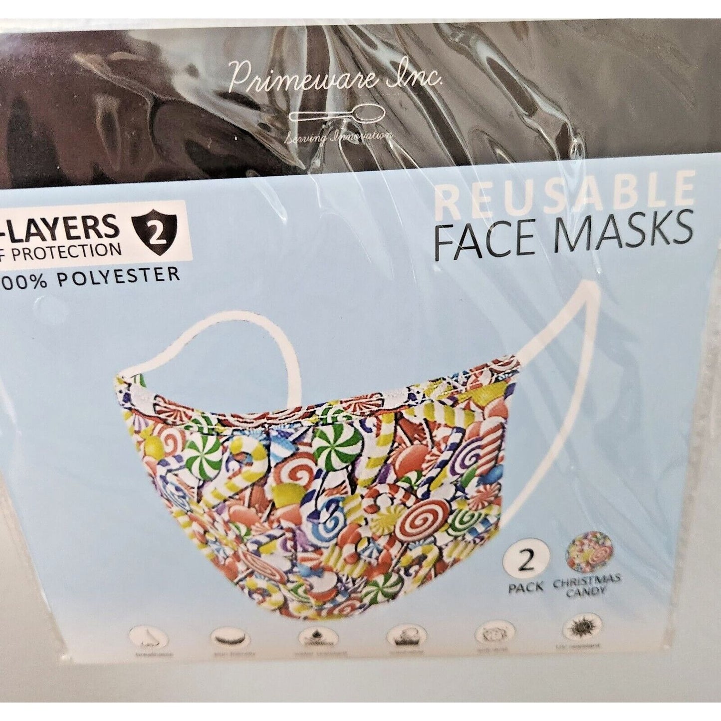 Primeware Mask Color Candy Design Adult 2 pack 2 layers 100 % Polyester Washable