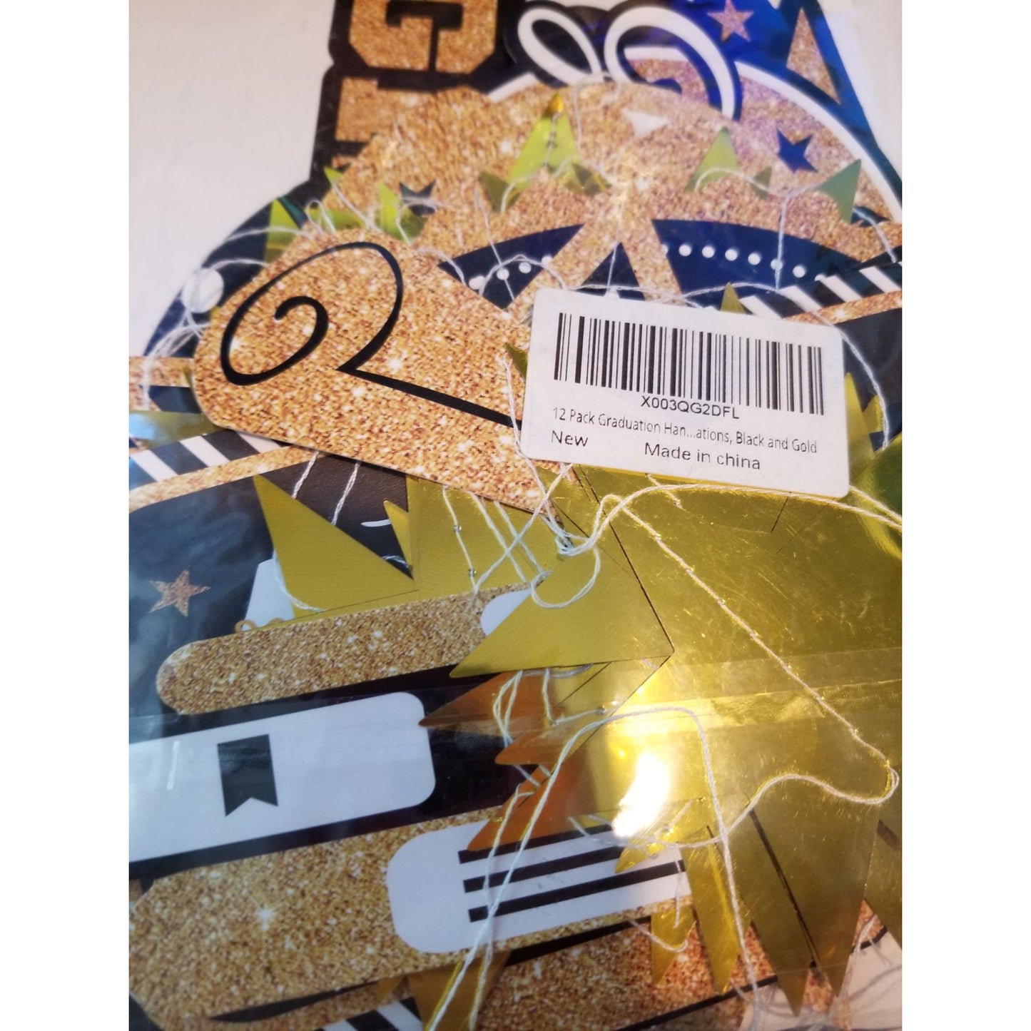 Graduation Banner 12 Signs Stars 2023 Gold Black White