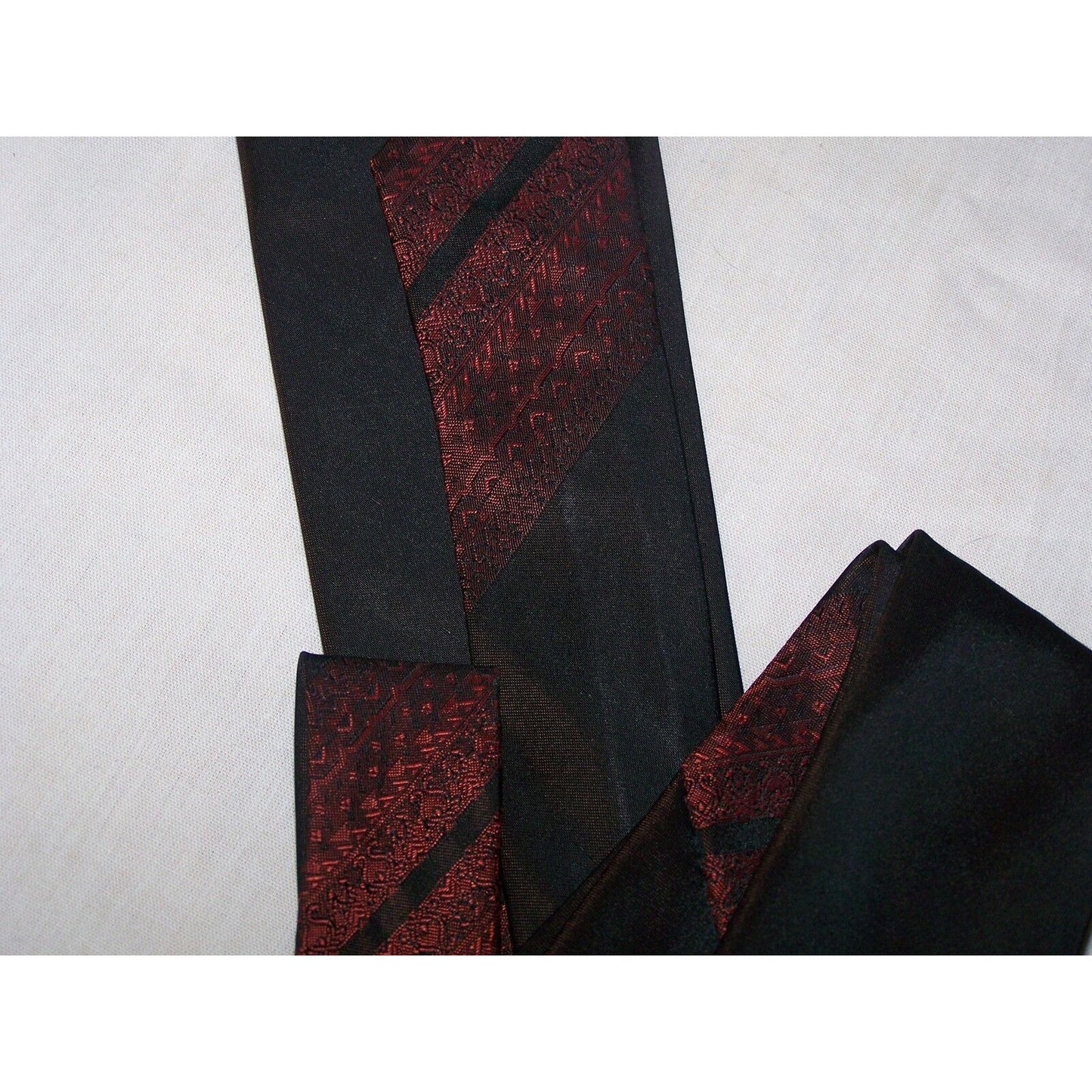 Tie Men's Polyester Neck Tie Burnt Orange Black Geometric Dacron Madmen Style