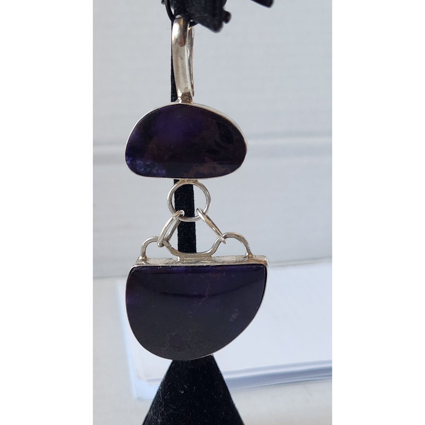 Pendant Dark Sigillate 925 Silver 15.2 gr 2 piece connected with rings 15 mm loop