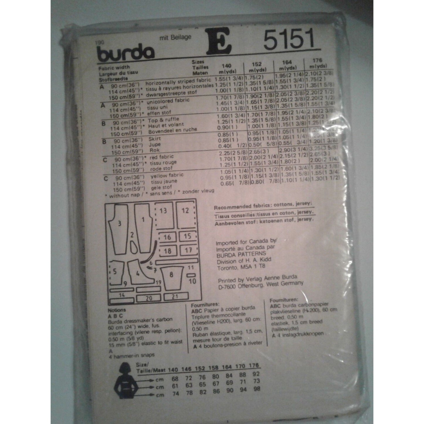 Pattern Burda # 5151 Size 10 12 14 16 Skirt Pants Vest Blouse Top Ruffles