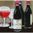 Art Tile 4" x 4" Muddy Waters Hand Painted 7A047 ArtWork on Tile Wine 2 Two Wine Glasses Two Bottles 1/2 " Ceramic Tile and backing