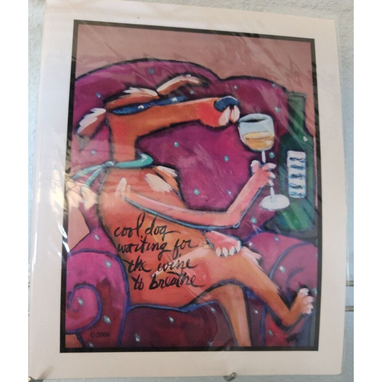 Susan Rene Fine Art Print " Cool Dog Waiting for the Wine to Breath" 8" x 10"