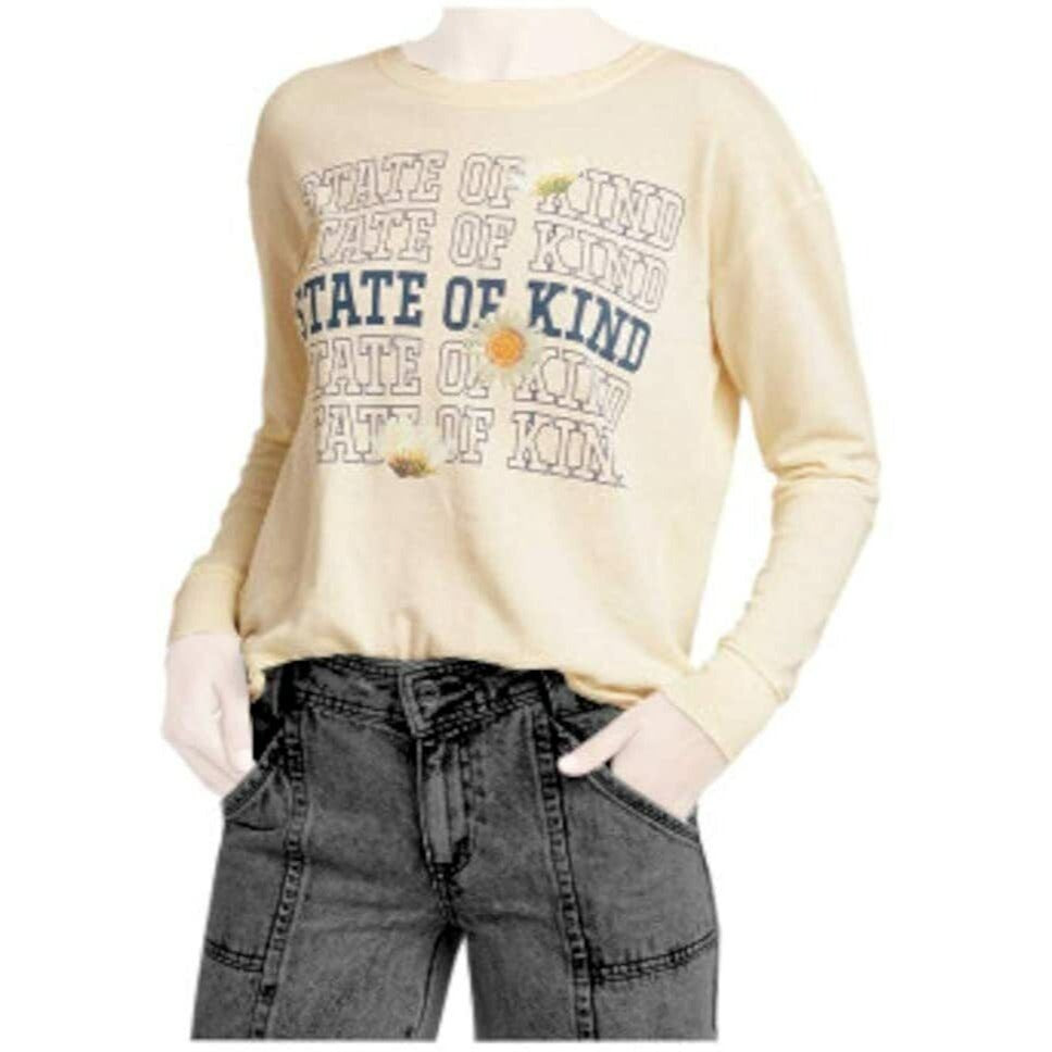 Sweatshirt Women's Doe Size Small Cream State of Kind Daisy Lightweight French