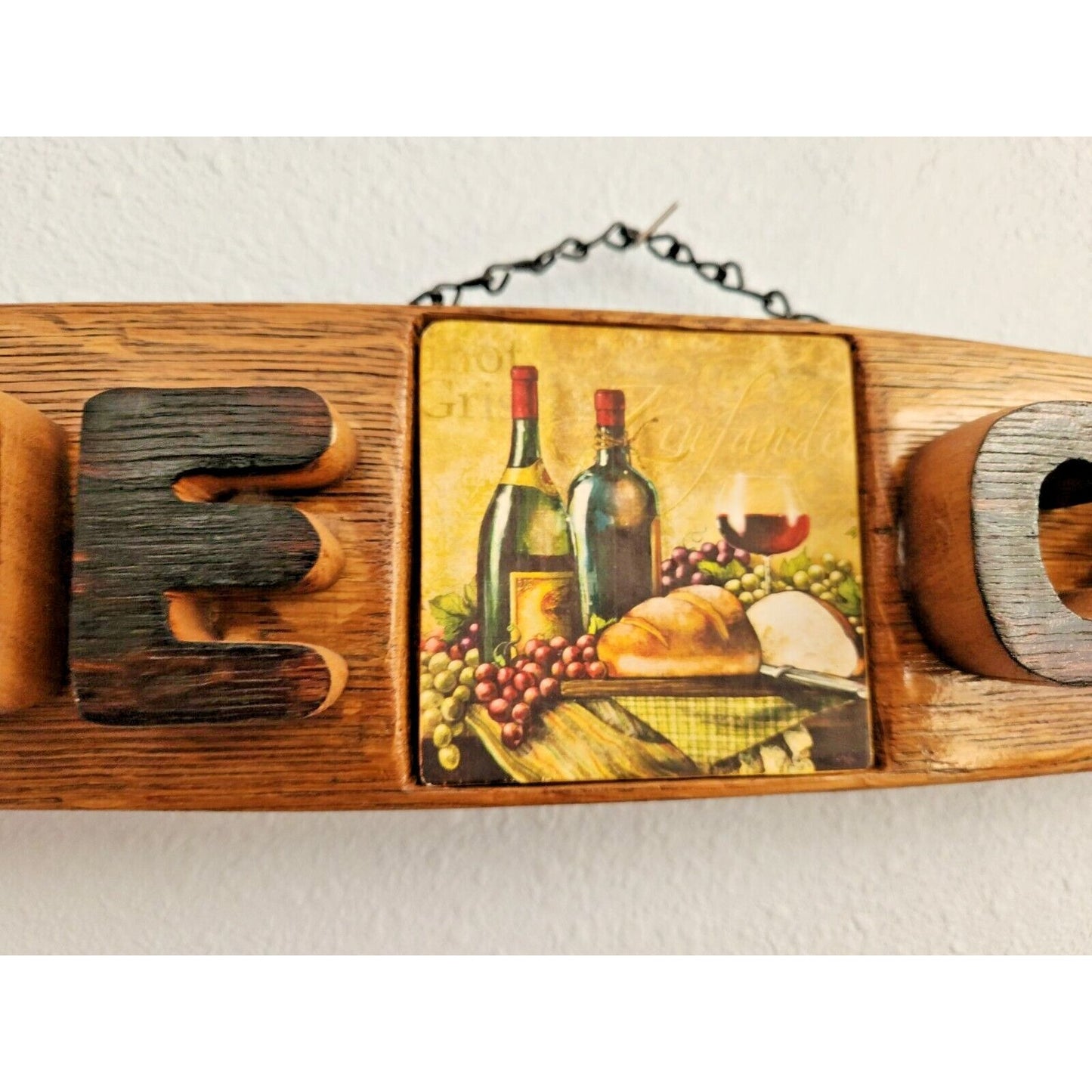 Wood Sign Wine Stave says "I Love Wine Country", Letters Heart Cut from Stave