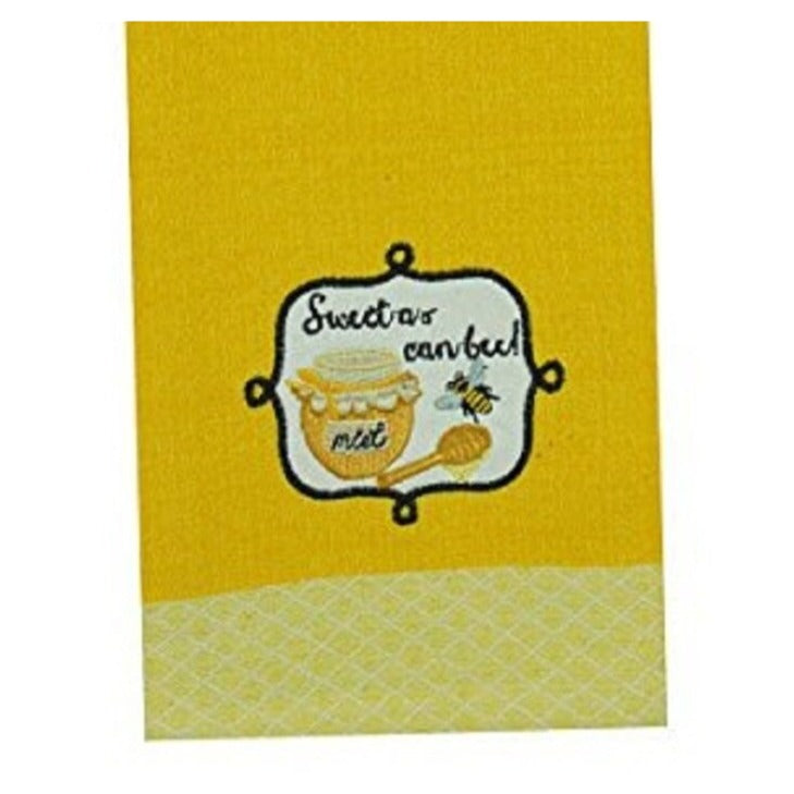 Kitchen Towel Design Imports Sweet as Can Bee Honey Jar Spoon Bee 18 X 28", 100% Natural Cotton