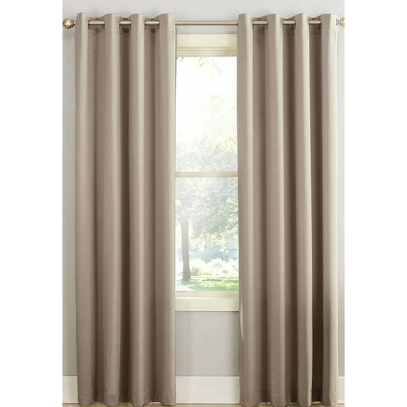 Curtain Sun Zero Barrow Energy Efficient Grommet Curtain Panel, 54" x 95", Stone
