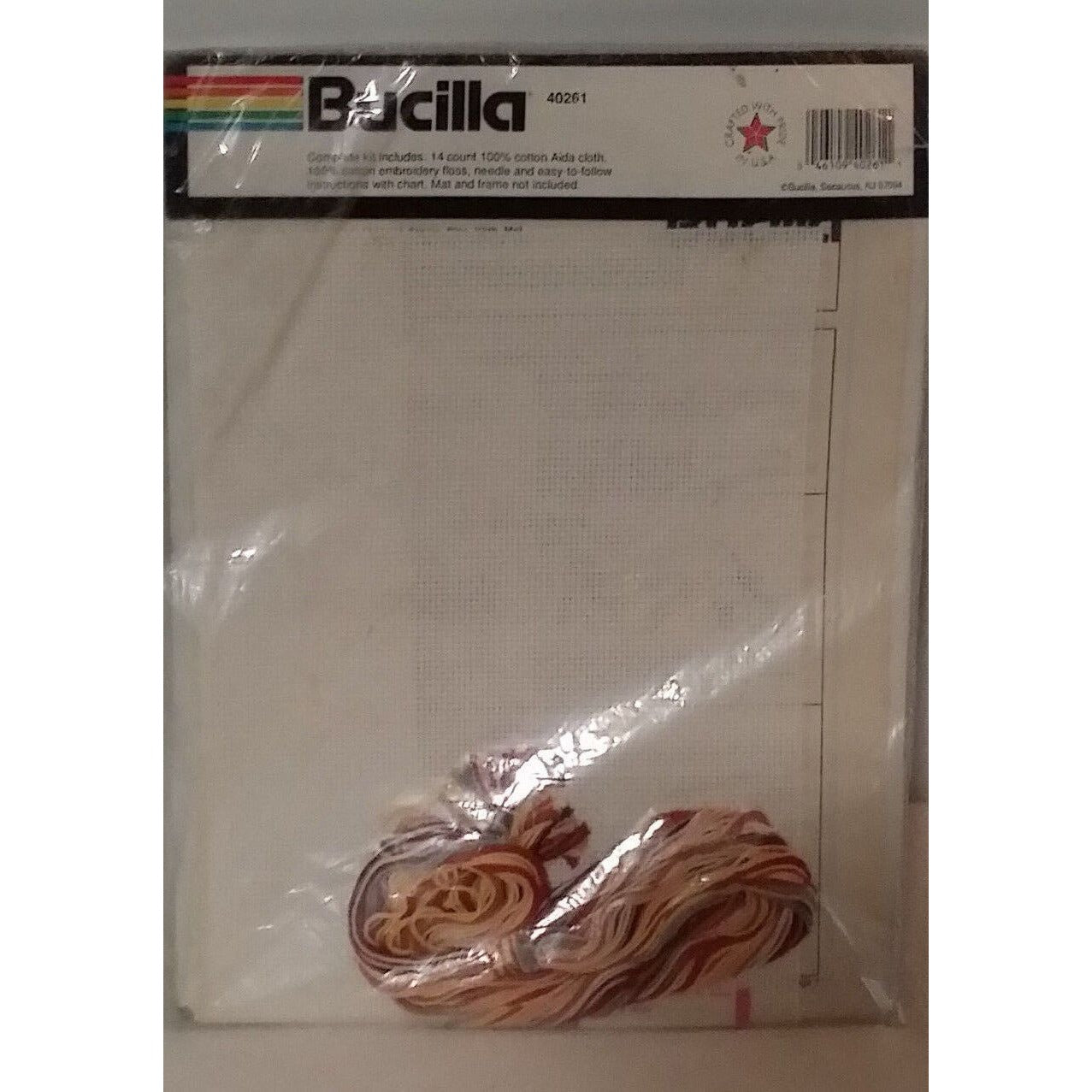 Craft Bucilla Counted Cross Stitch Peaches  7 x 7 Aida cloth Embroidery Floss