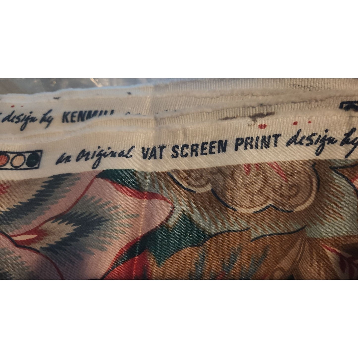 Material Kenmill Big Floral Leaves Cotton preshrunk Teflon 3 + yards 60" 1988 Original VAT Screen Print