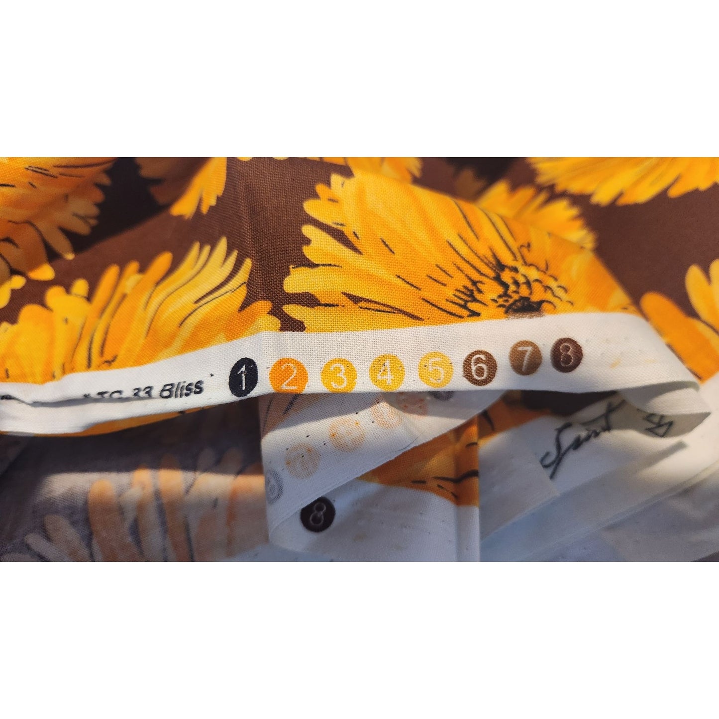 Material Cotton Yellow Flowers Brown background 4 yards TE-33 Bliss Annabella Tina Givens Westminister Fiber