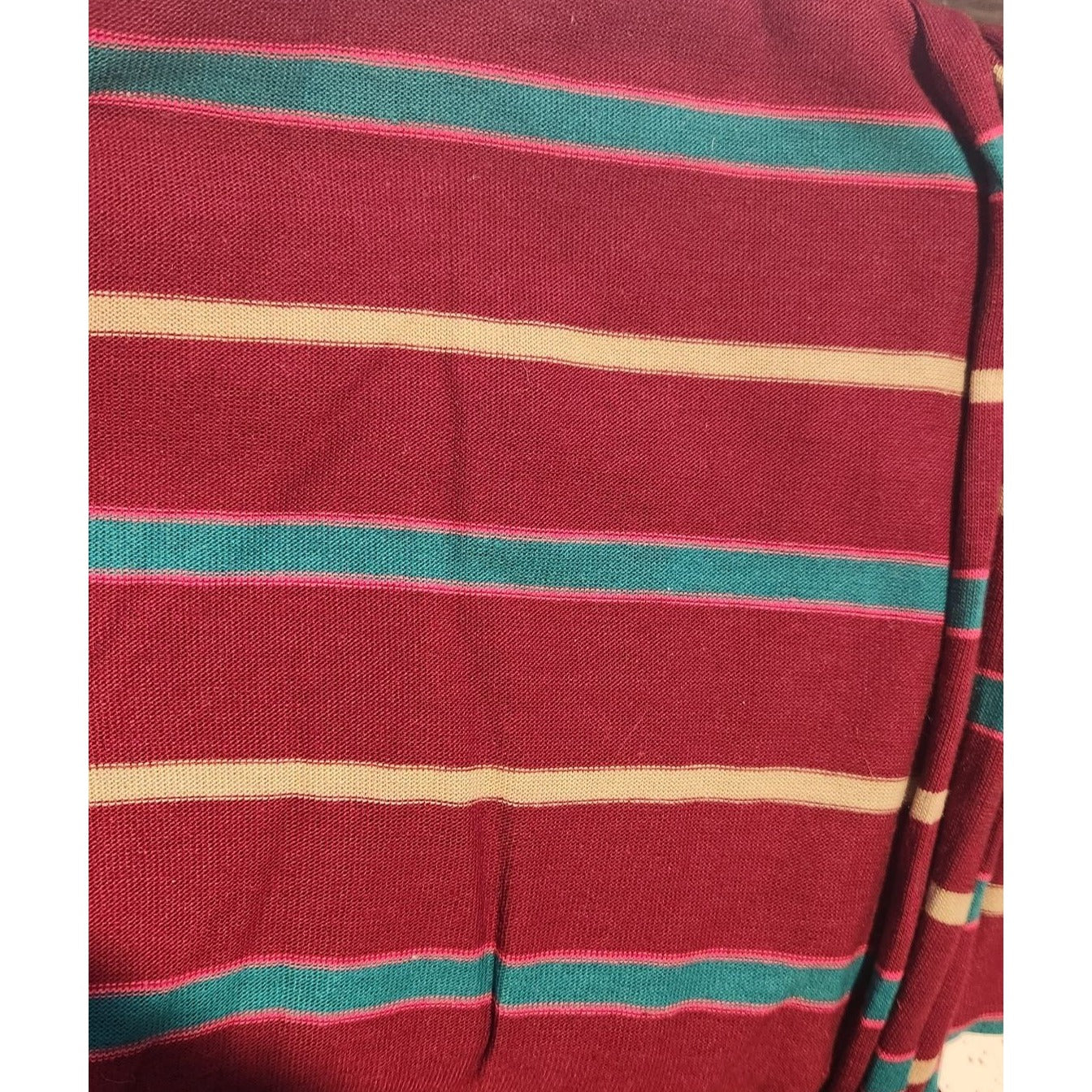 Material Red Green Yellow Stripe Polyester / Cotton 2 yards Fabric T-Shirt weight